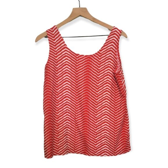 Chico's Red & White Zig Zag Nylon Tank Blouse Size 2 - Large - Picture 2 of 4